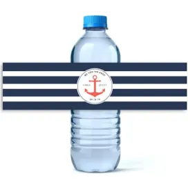 Anchor Striped Water Bottle Labels