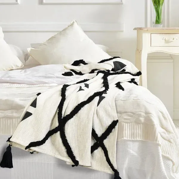 Avant-garde 80197BKN Black/Natural Throw Blanket