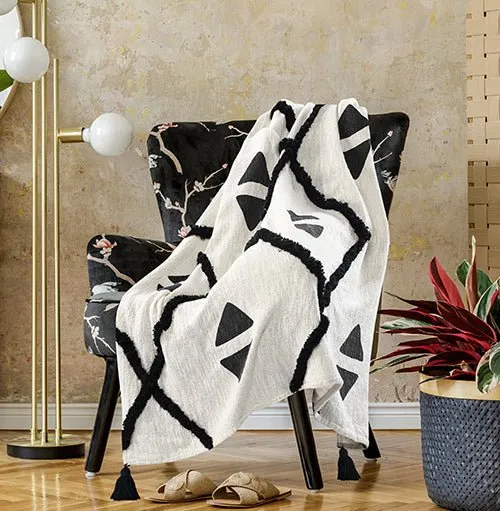 Avant-garde 80197BKN Black/Natural Throw Blanket