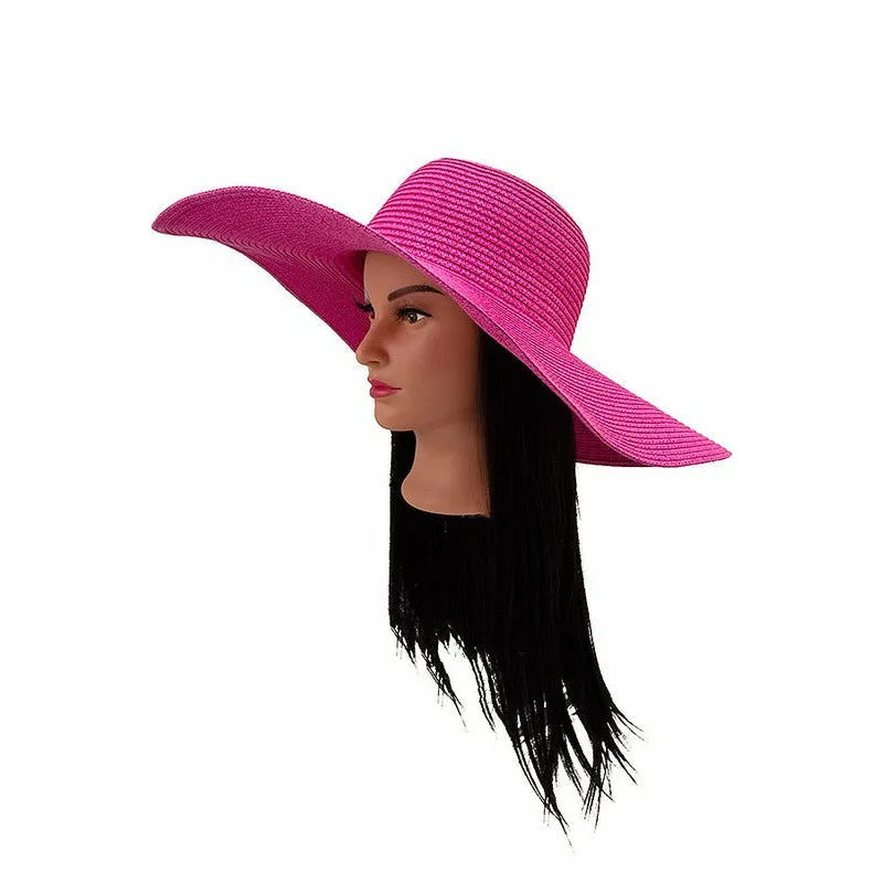 Beach Day Floppy Sun Hat - Fuchsia