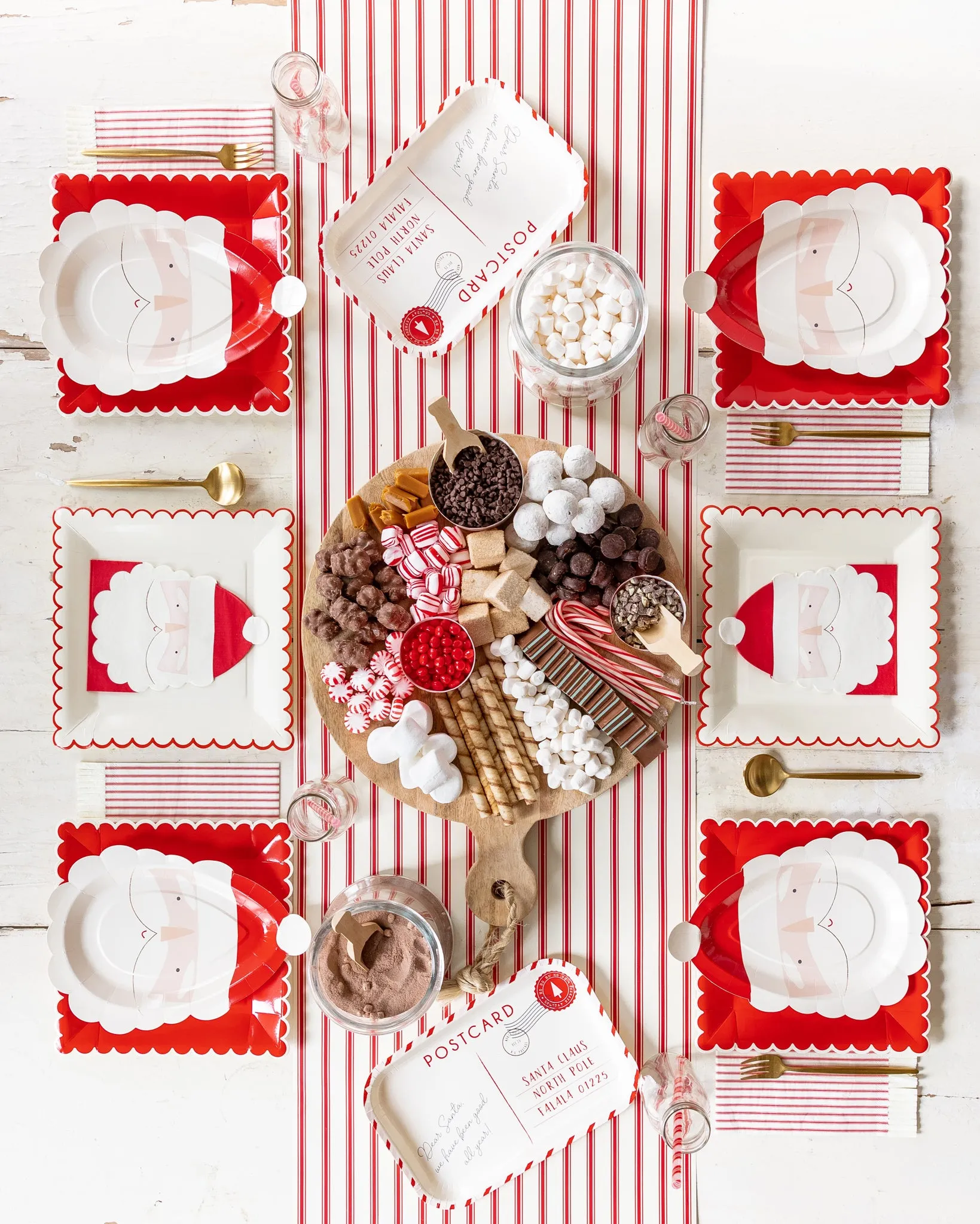 BEC939 - Believe Red Ticking Stripe Fringed Guest Napkin