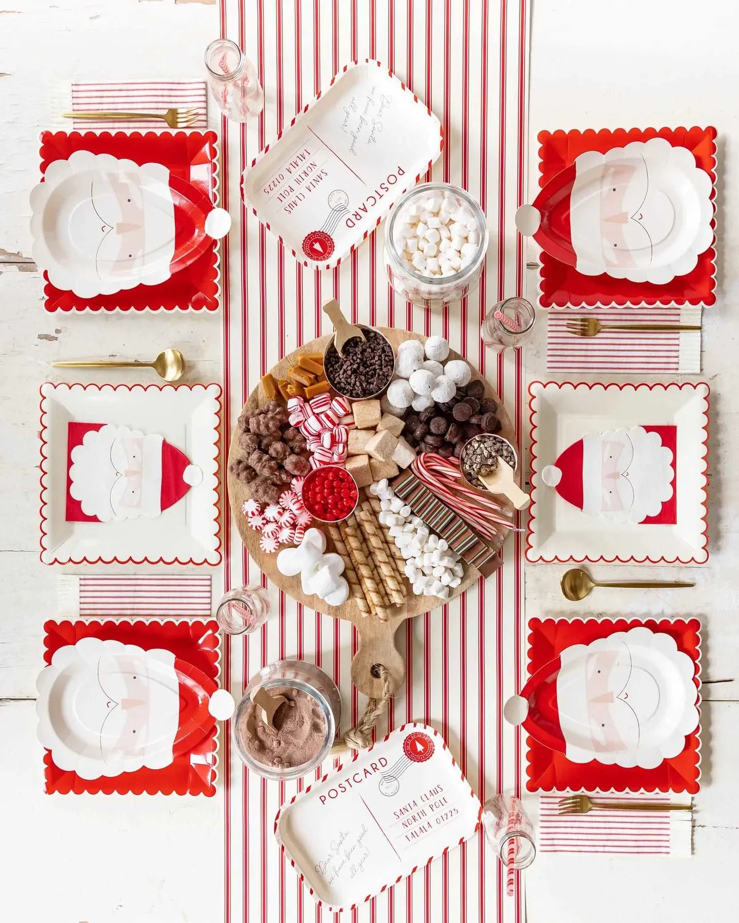 Believe Red Ticking Stripe Fringed Guest Napkin