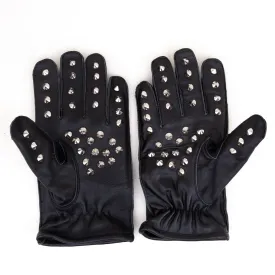 Black Leather Spiked Spanking Gloves