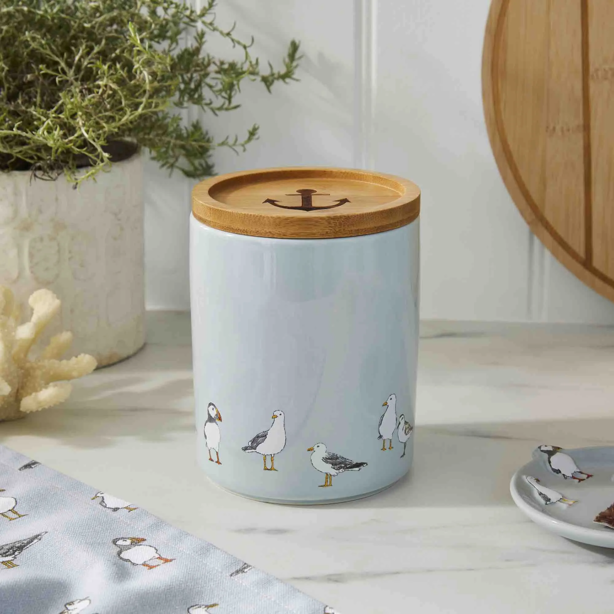 Coastal Birds Medium Ceramic Canister