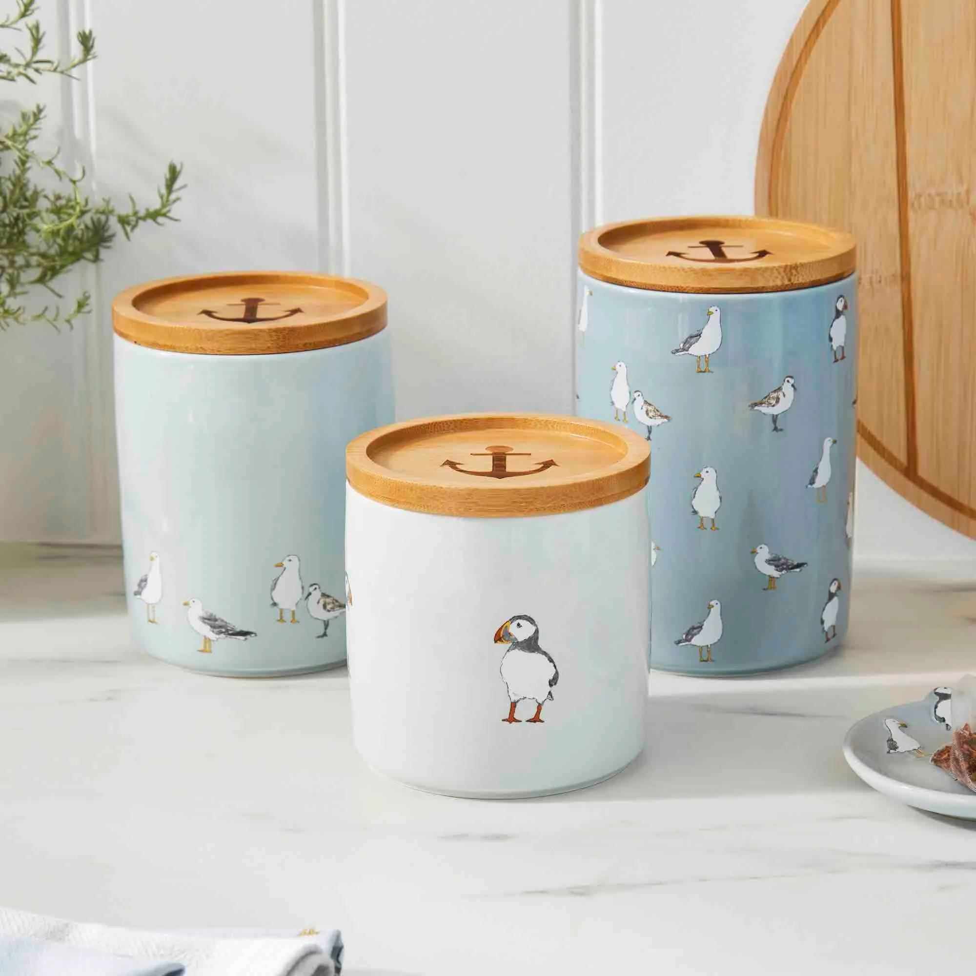 Coastal Birds Medium Ceramic Canister