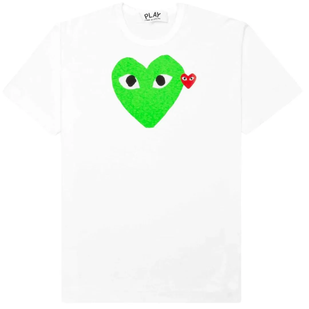 COMME DES GARÇONS PLAY GREEN HEART RED EMBLEM T-SHIRT WHITE