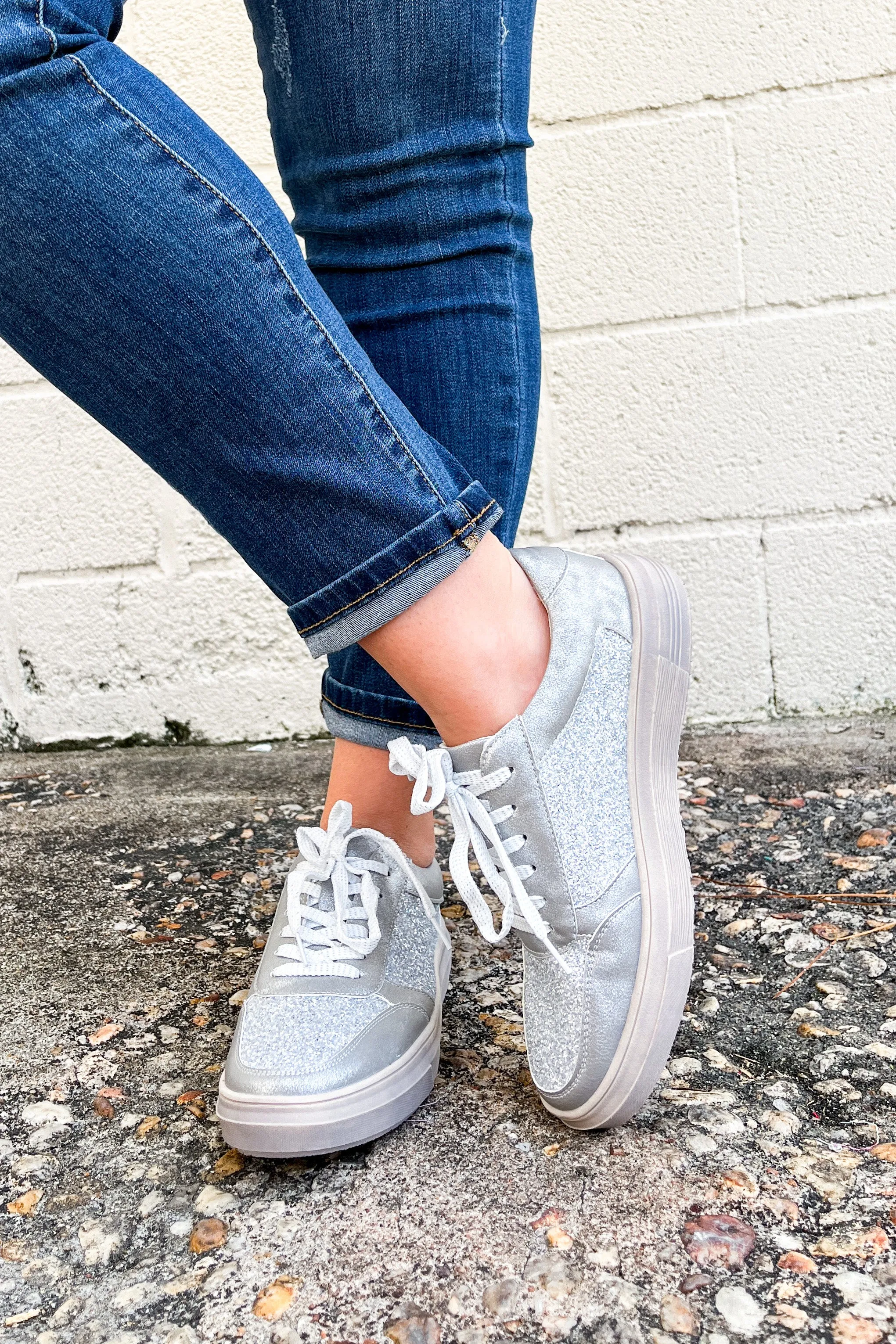 Corky's Rad Glitter Sneakers, Silver Metallic