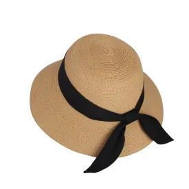 Floppy Summer Beach Sun Hat Paper Straw Ribbon Banded KR91202