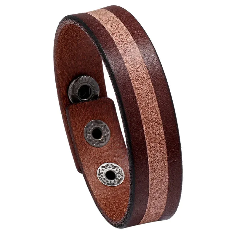 Funki Buys | Bracelets | Men's Leather 3 Tier Punk Wrist Band