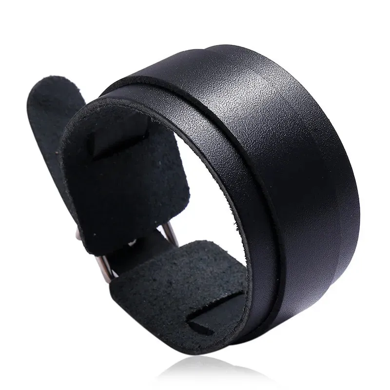 Funki Buys | Bracelets | Men's Leather 3 Tier Punk Wrist Band