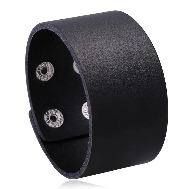 Funki Buys | Bracelets | Men's Leather 3 Tier Punk Wrist Band