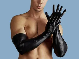 Gay Clubwear | Sexy Faux Leather Wet Look Latex Long Gloves