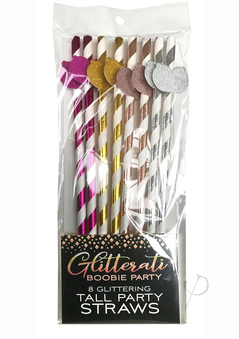 Glitterati Boobie Tall Party Straws 8pk