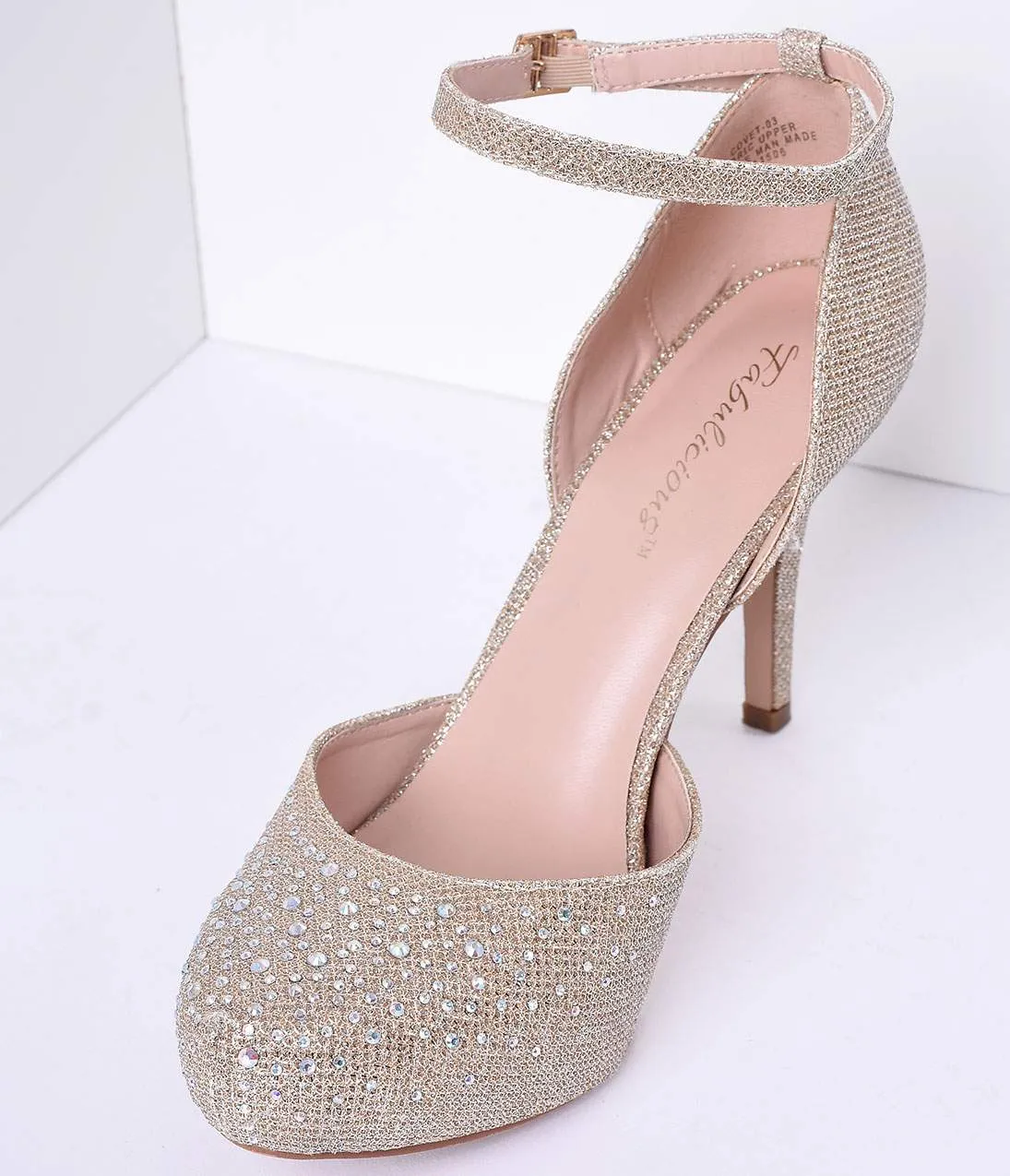 Gold Metallic Rhinestone d'Orsay Covet Heels