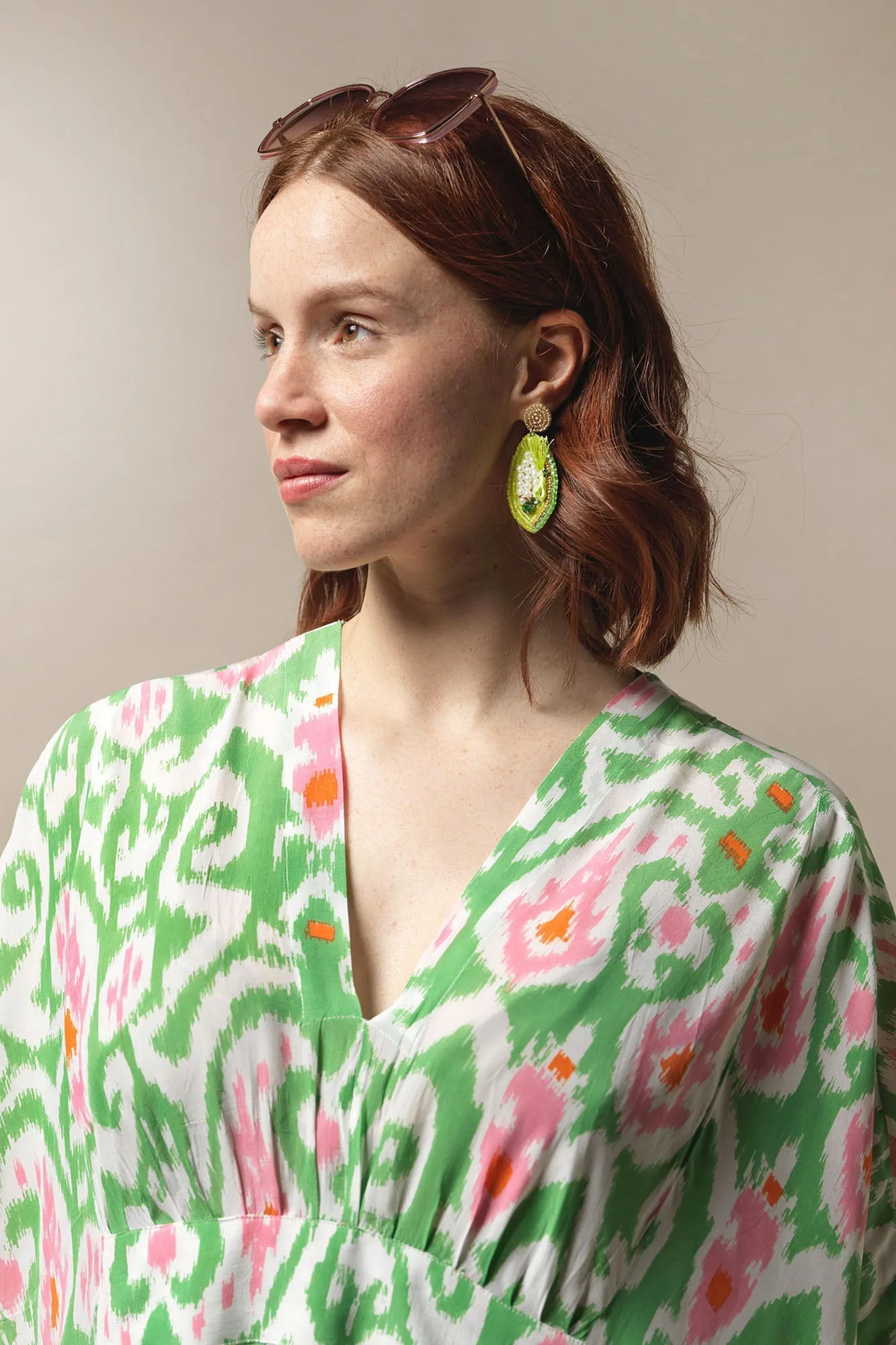 Ikat Green Margeux Kaftan - One Hundred Stars