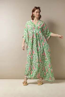 Ikat Green Margeux Kaftan - One Hundred Stars