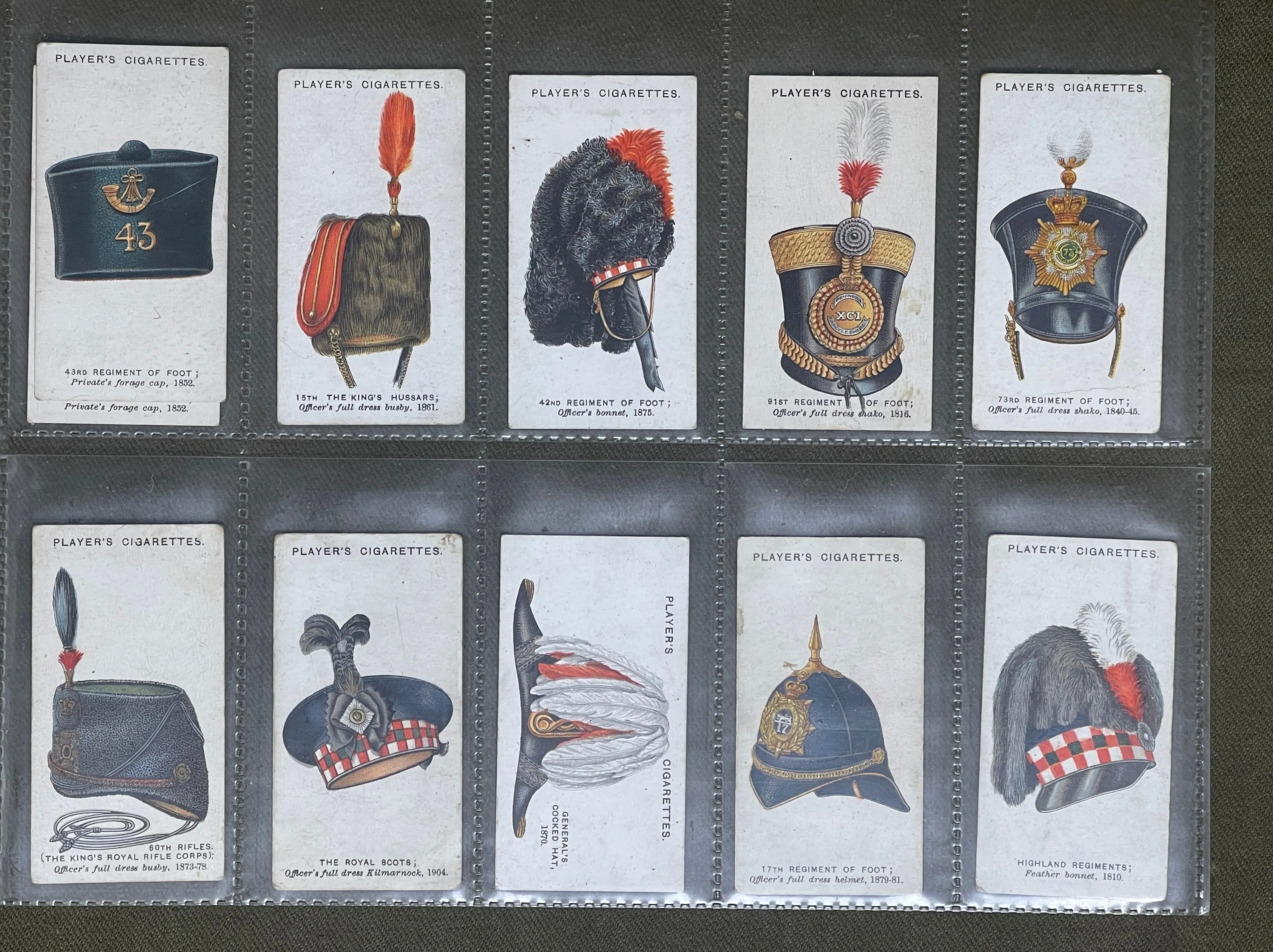 John Player & Sons Military Headdress Cigarette Cards 1931