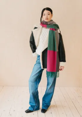 Lambswool Oversized Scarf in Block Jacquard