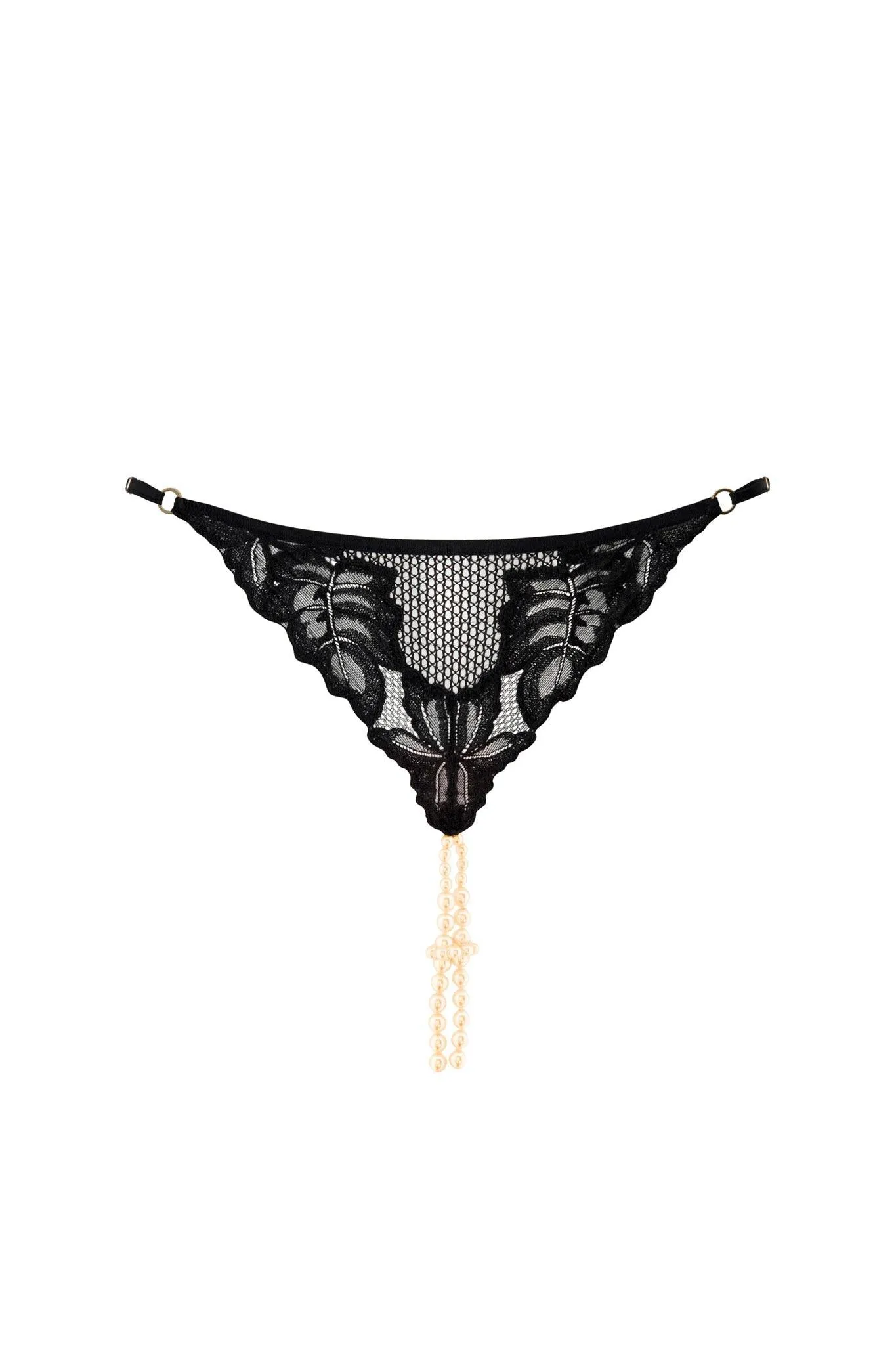 London Leavers Lace Pearl Thong G-String