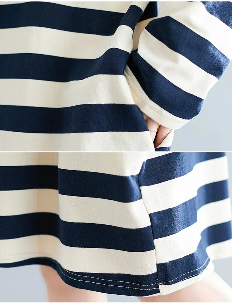 Long Sleeves Striped Midi Dress