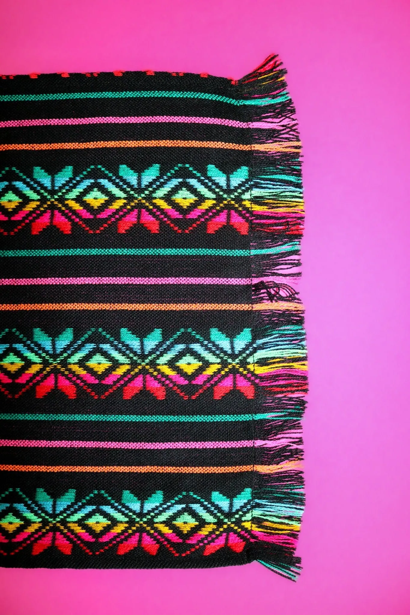 Mexican Fabric Table Runner - Bohemian Black