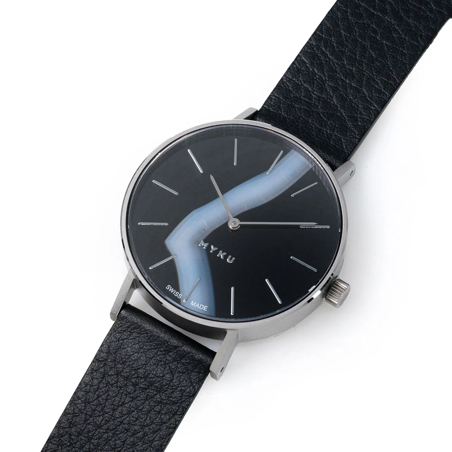 MYKU Black Onyx Stainless Steel 38mm Watch