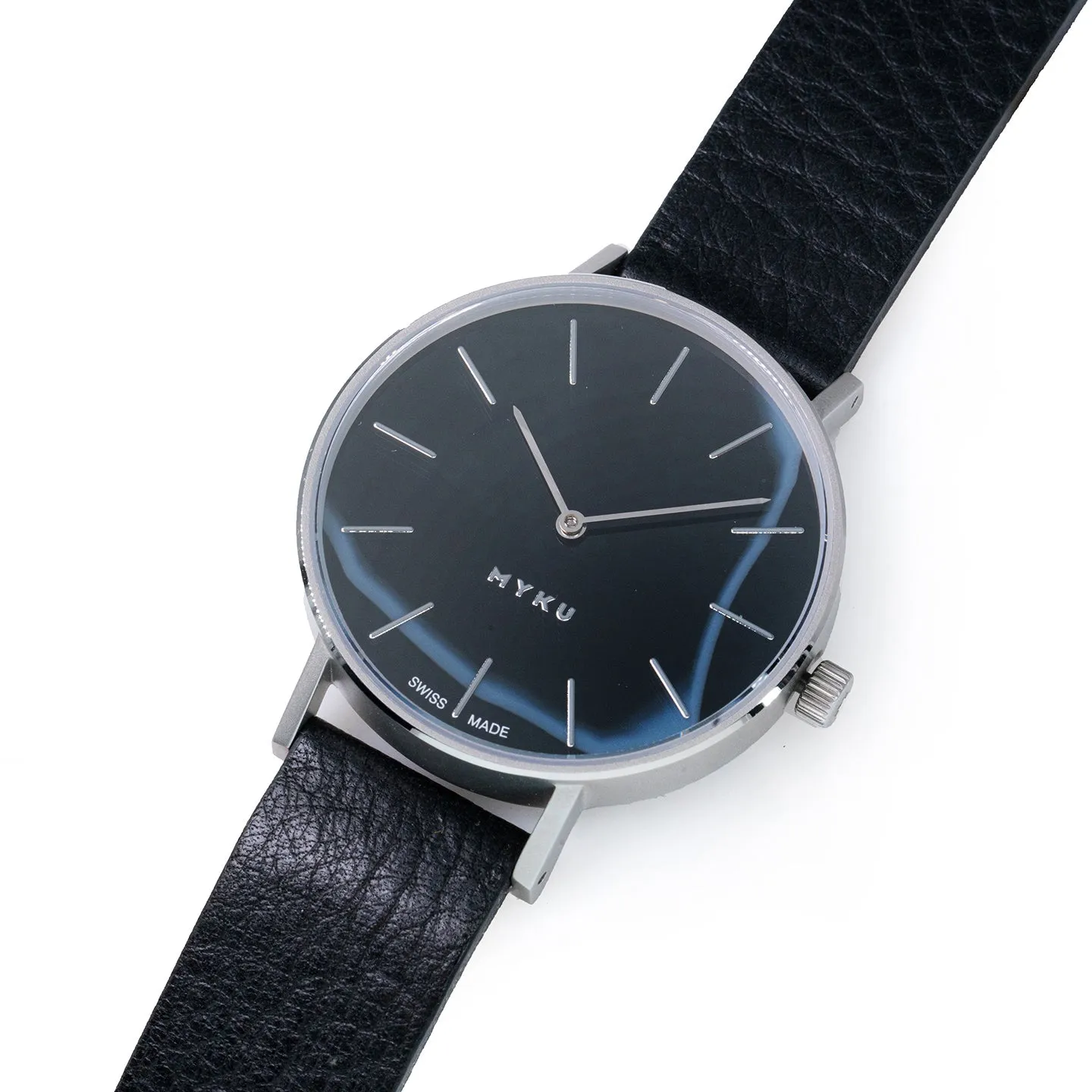 MYKU Black Onyx Stainless Steel 38mm Watch