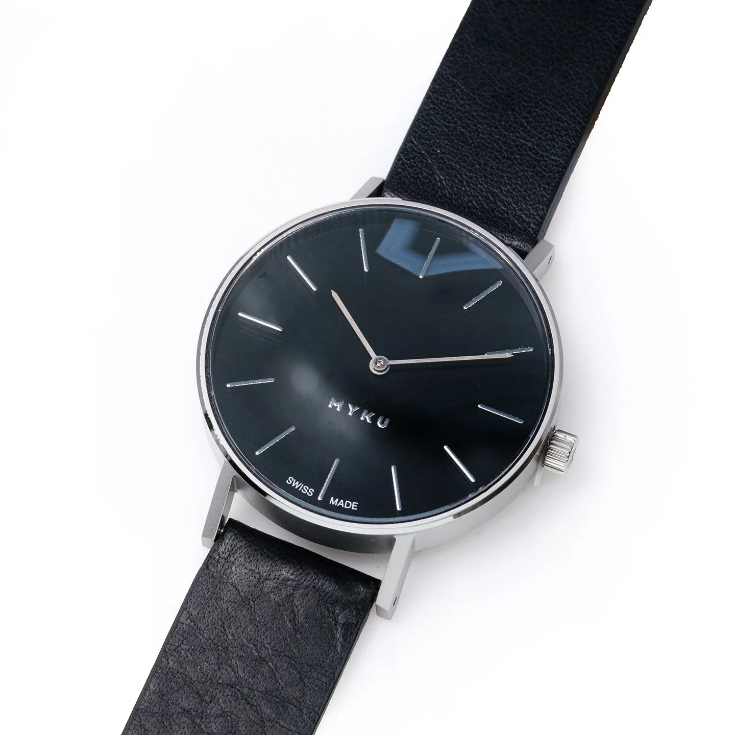 MYKU Black Onyx Stainless Steel 38mm Watch