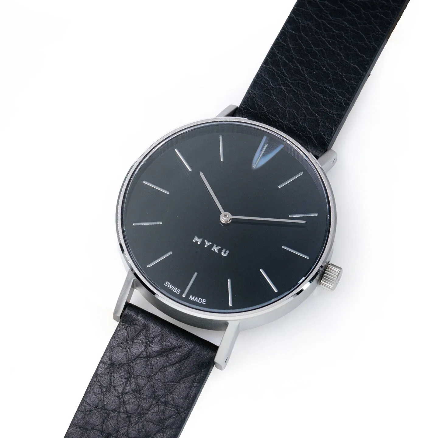 MYKU Black Onyx Stainless Steel 38mm Watch