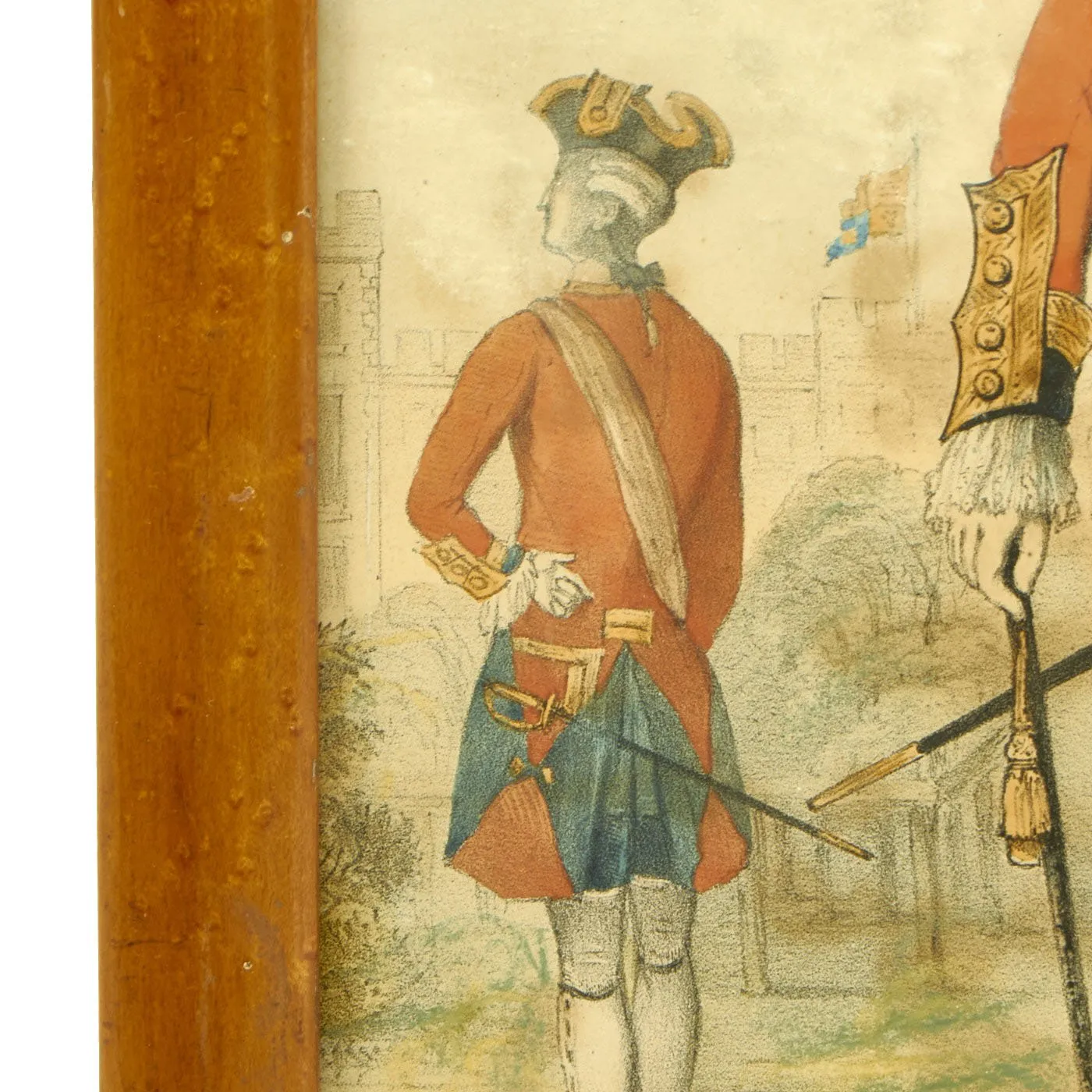 Original Framed Painting of British Red Coat Soldiers as in French & Indian and Revolutionary War Eras