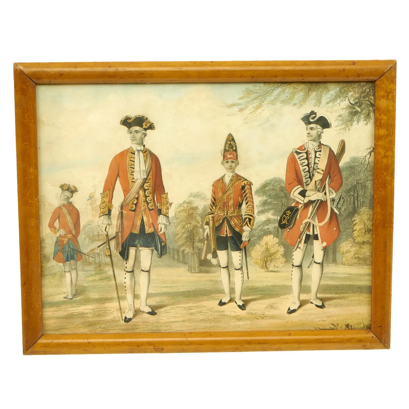 Original Framed Painting of British Red Coat Soldiers as in French & Indian and Revolutionary War Eras