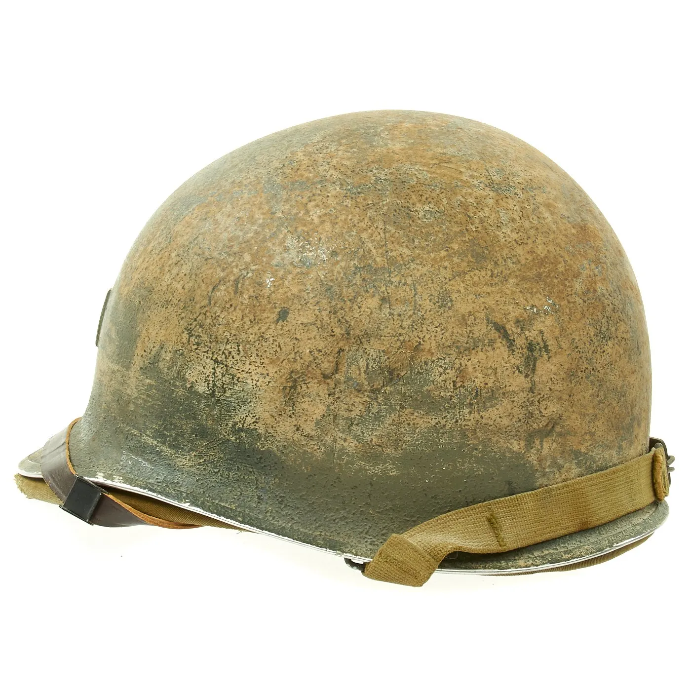 Original U.S. WWII Captain M1 McCord Fixed Bale Front Seam Helmet with Rare Hawley Liner