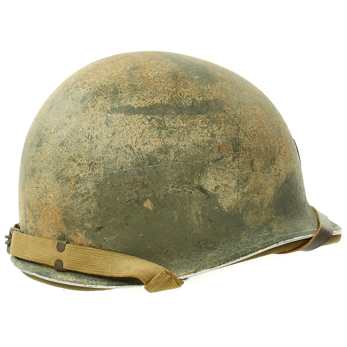 Original U.S. WWII Captain M1 McCord Fixed Bale Front Seam Helmet with Rare Hawley Liner