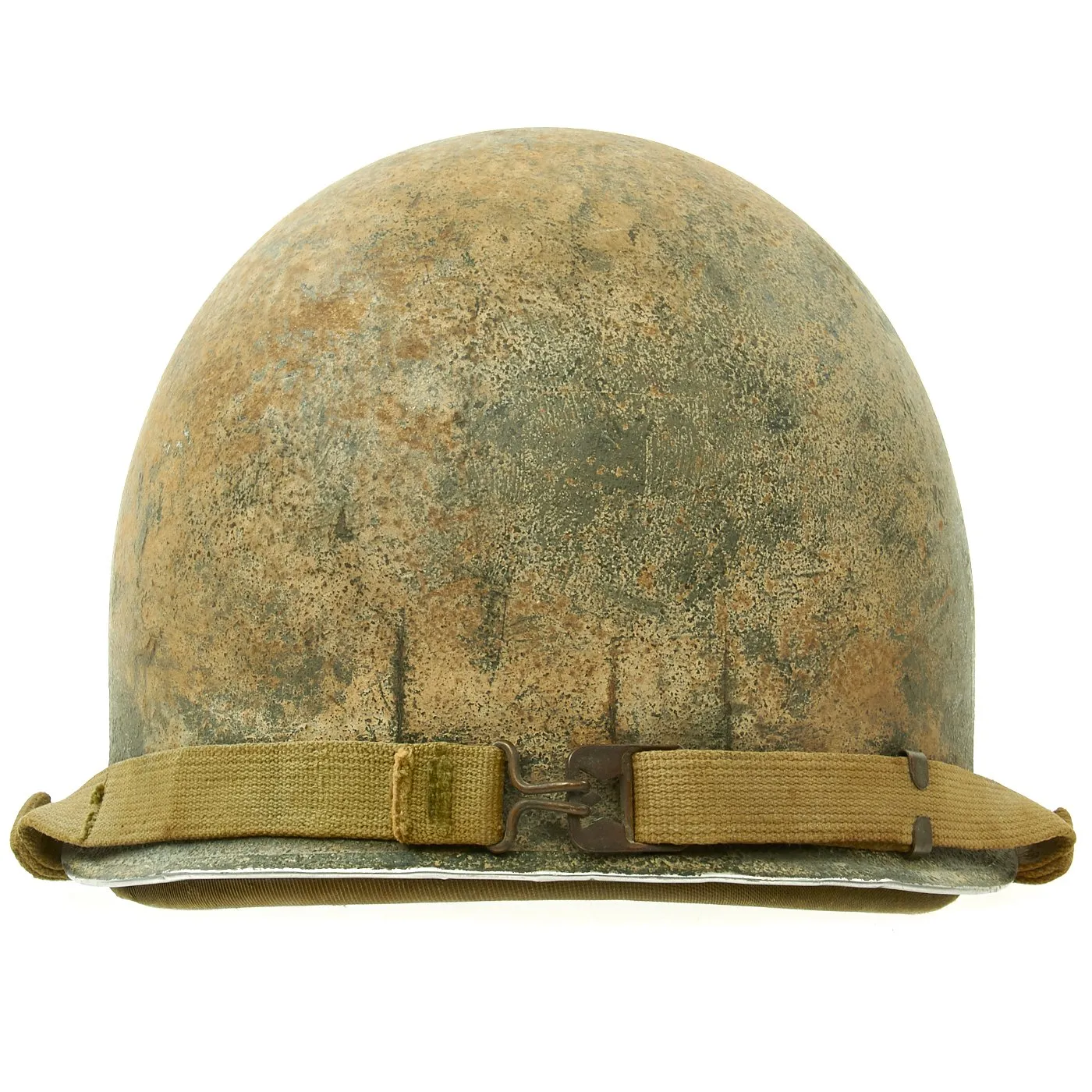 Original U.S. WWII Captain M1 McCord Fixed Bale Front Seam Helmet with Rare Hawley Liner