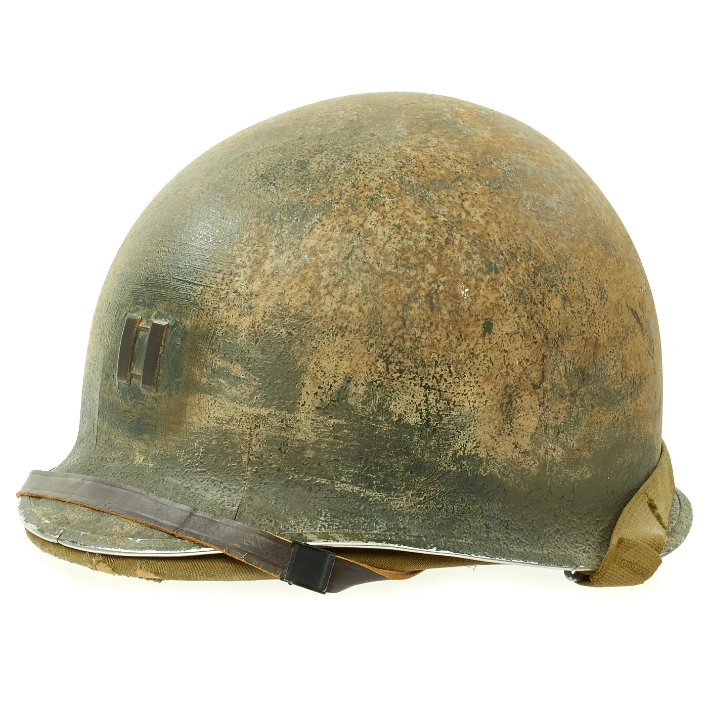 Original U.S. WWII Captain M1 McCord Fixed Bale Front Seam Helmet with Rare Hawley Liner