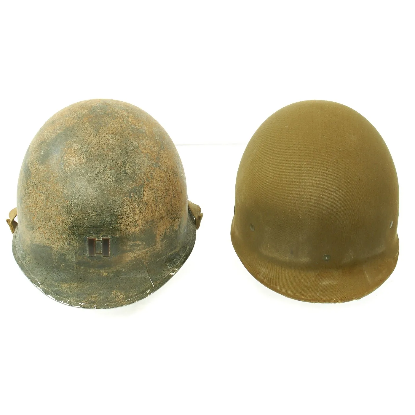 Original U.S. WWII Captain M1 McCord Fixed Bale Front Seam Helmet with Rare Hawley Liner