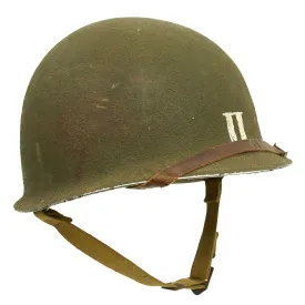 Original U.S. WWII Captain M1 McCord Fixed Bale Front Seam Helmet with Westinghouse Liner