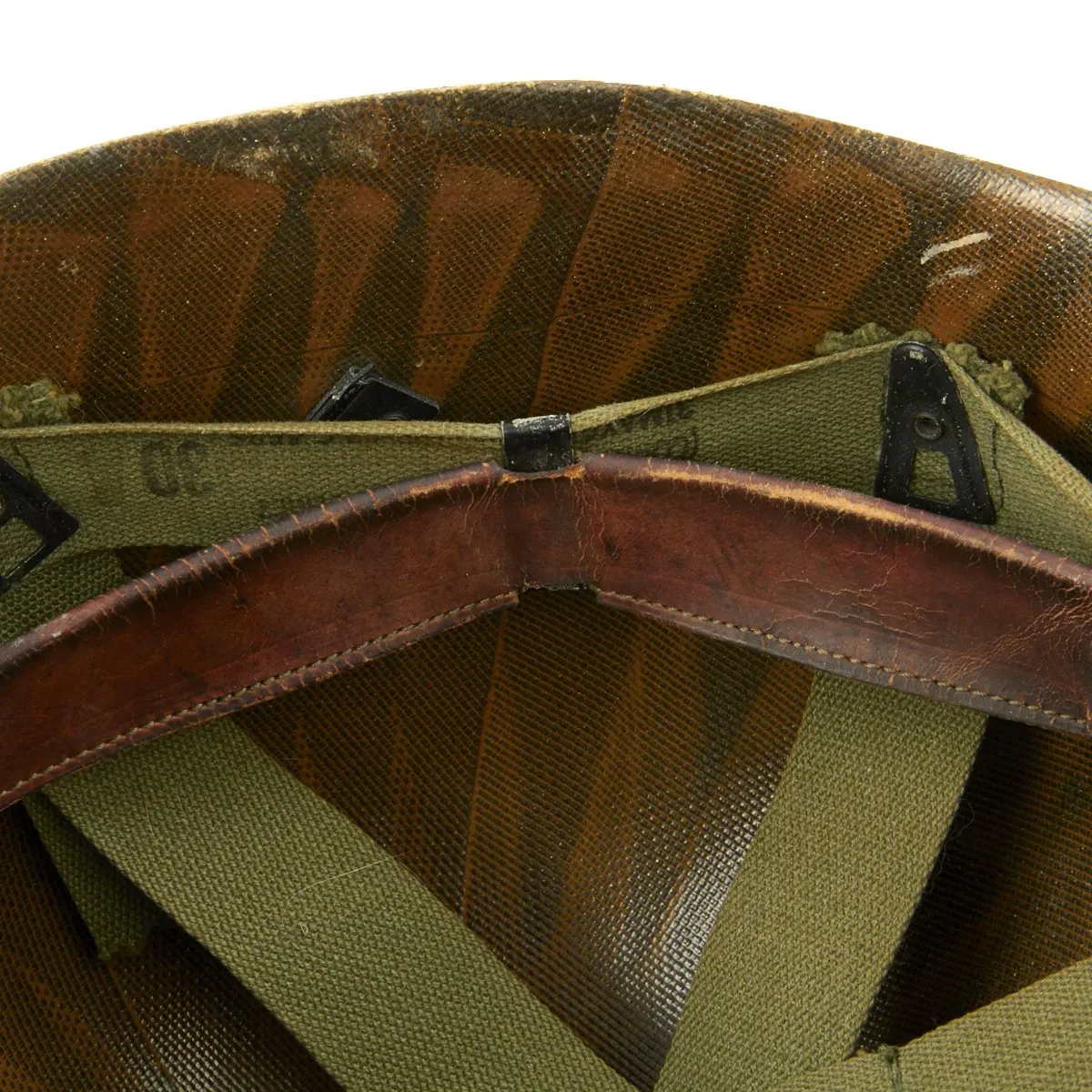 Original U.S. WWII Vietnam War M1 Captain's Helmet with Liner dated 1967 and USMC Camo Cover