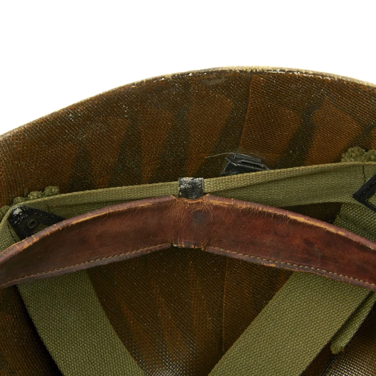 Original U.S. WWII Vietnam War M1 Captain's Helmet with Liner dated 1967 and USMC Camo Cover