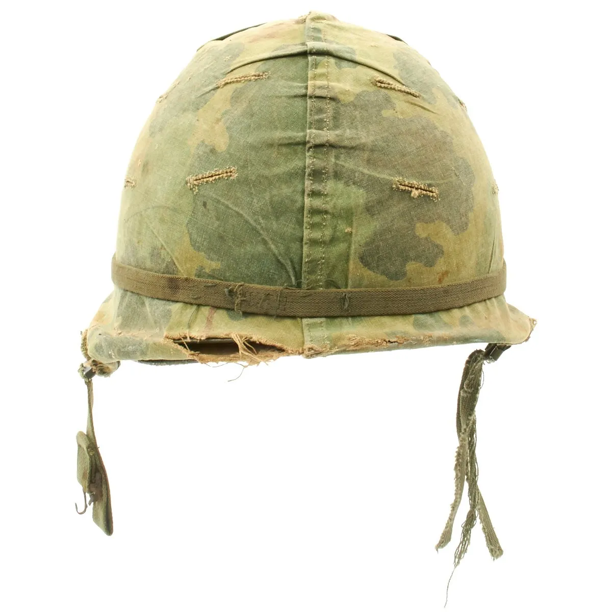 Original U.S. WWII Vietnam War M1 Captain's Helmet with Liner dated 1967 and USMC Camo Cover