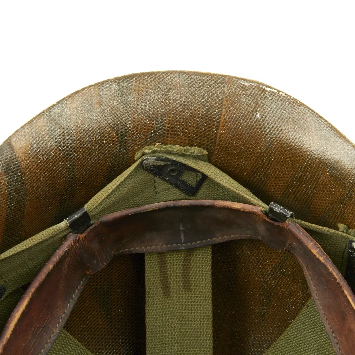 Original U.S. WWII Vietnam War M1 Captain's Helmet with Liner dated 1967 and USMC Camo Cover