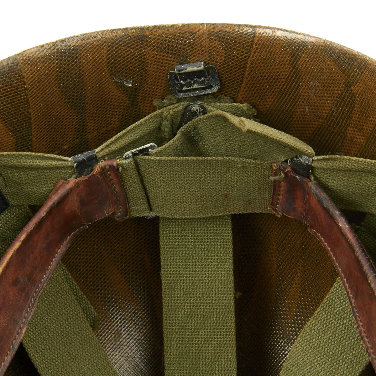 Original U.S. WWII Vietnam War M1 Captain's Helmet with Liner dated 1967 and USMC Camo Cover