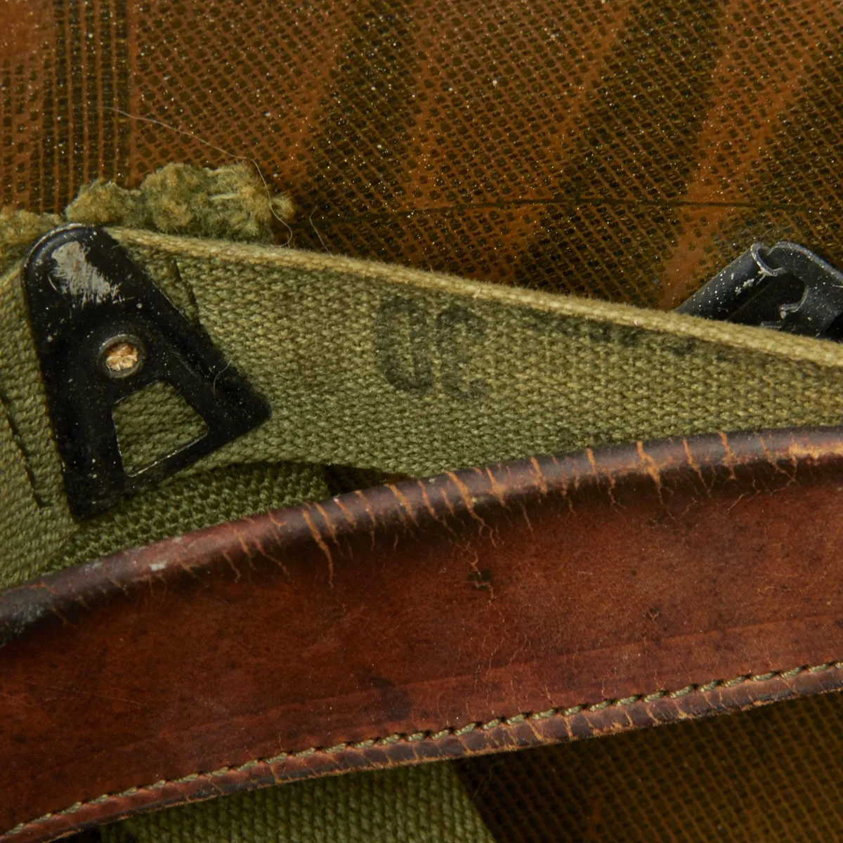 Original U.S. WWII Vietnam War M1 Captain's Helmet with Liner dated 1967 and USMC Camo Cover