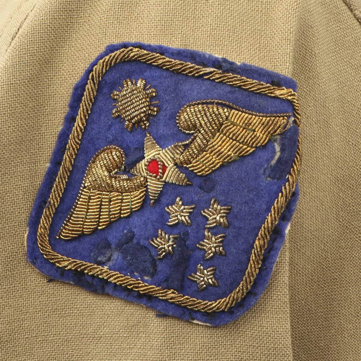 Original U.S. WWII WWII Far East Command Patch Army Air Force Captain's Customized Khaki Wool Shirt