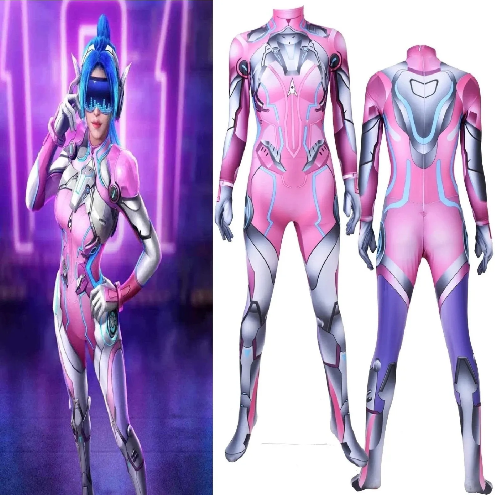 Overwatch' Rocket Girl Futuristic Jumpsuit Cosplay