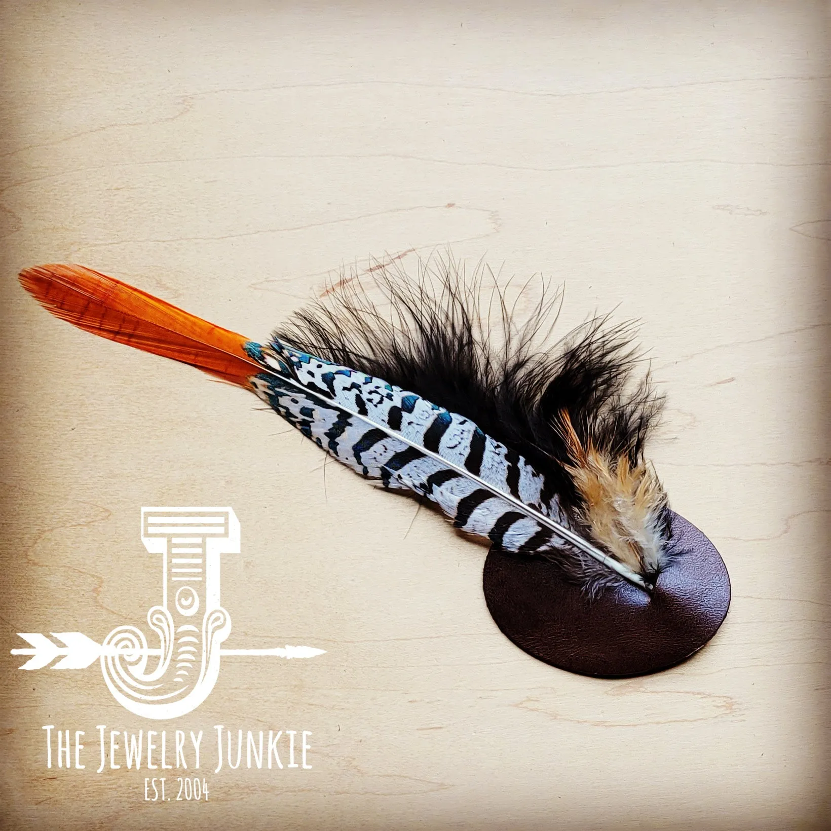 **Pheasant & Fluffy Black Feather Hat Band (Band Only) 983o