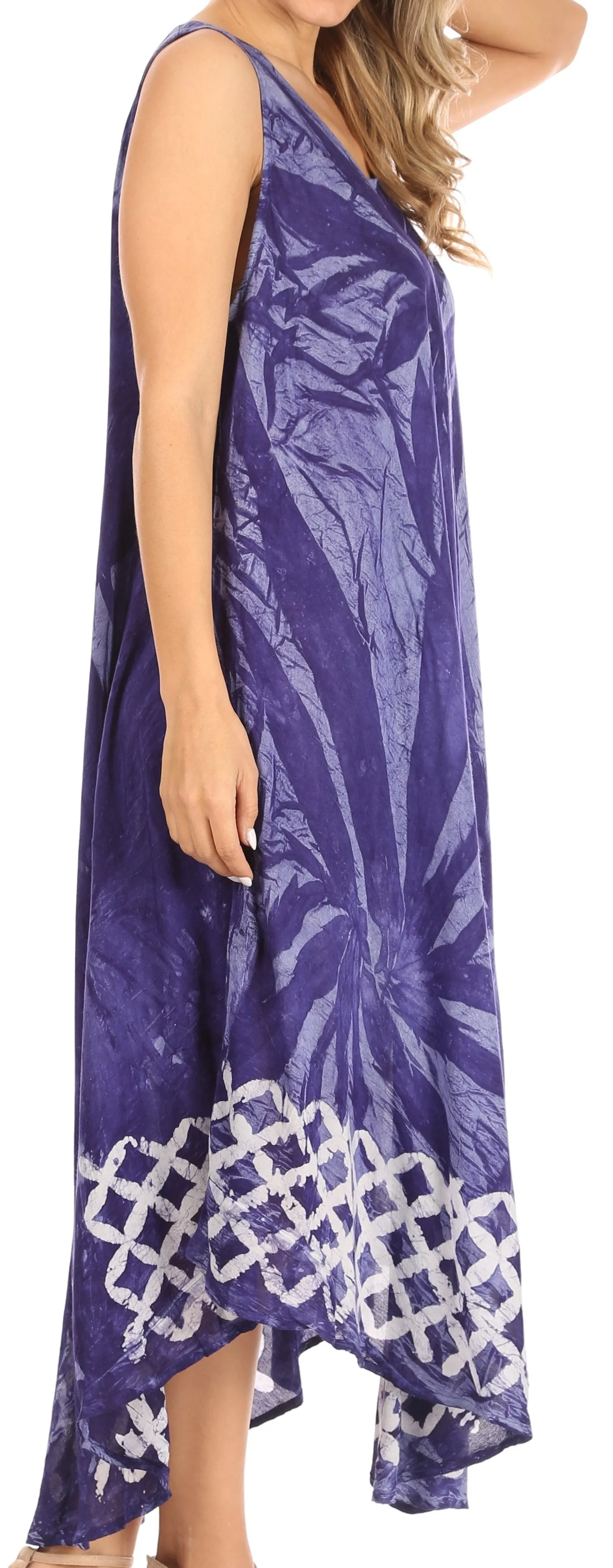 Sakkas Arema Women's Casual Summer Sleeveless Caftan Maxi Tent Dress Batik Loose