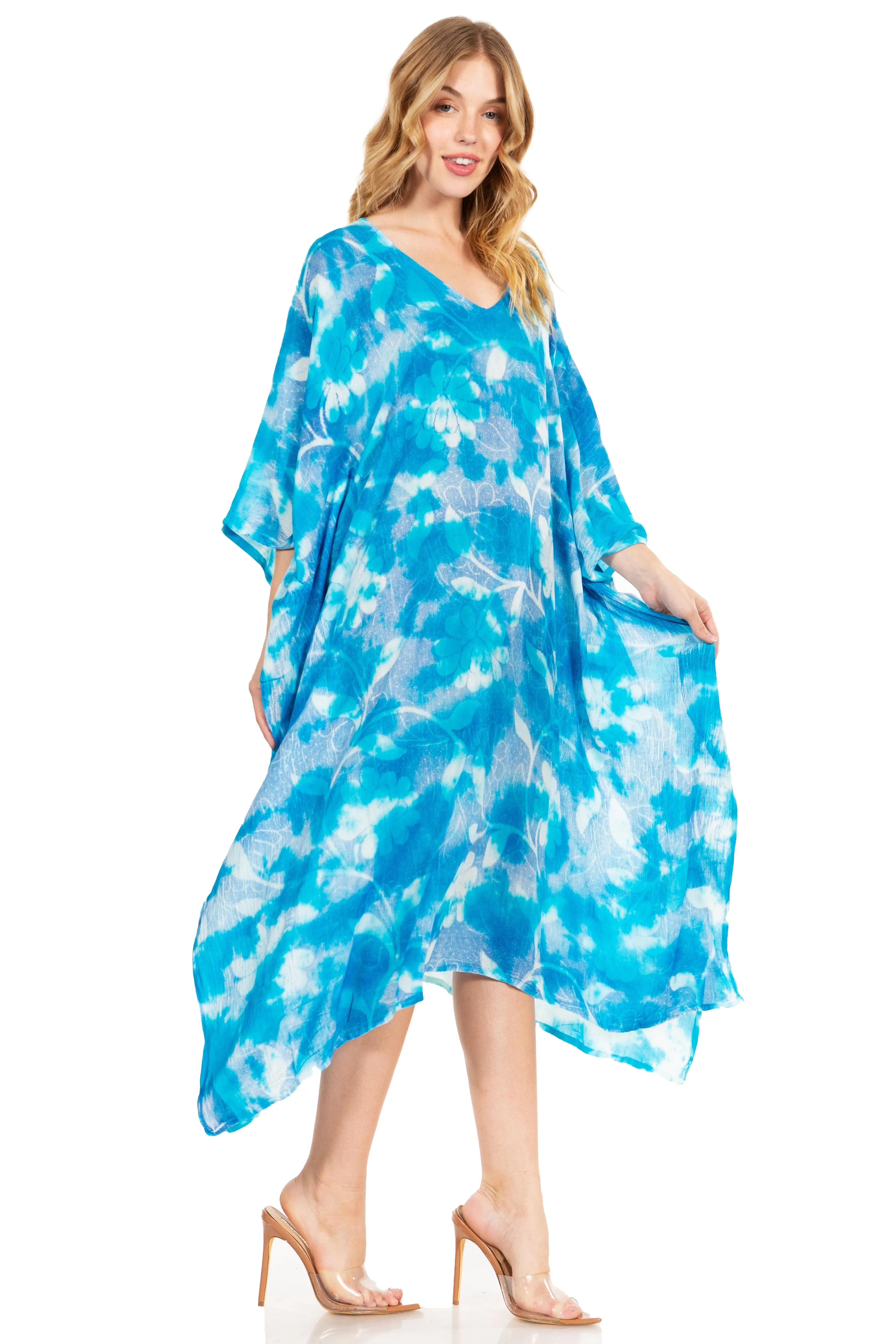 Sakkas Clementine Second Women's Tie Dye Caftan Dress/Cover Up Beach Kaftan Boho