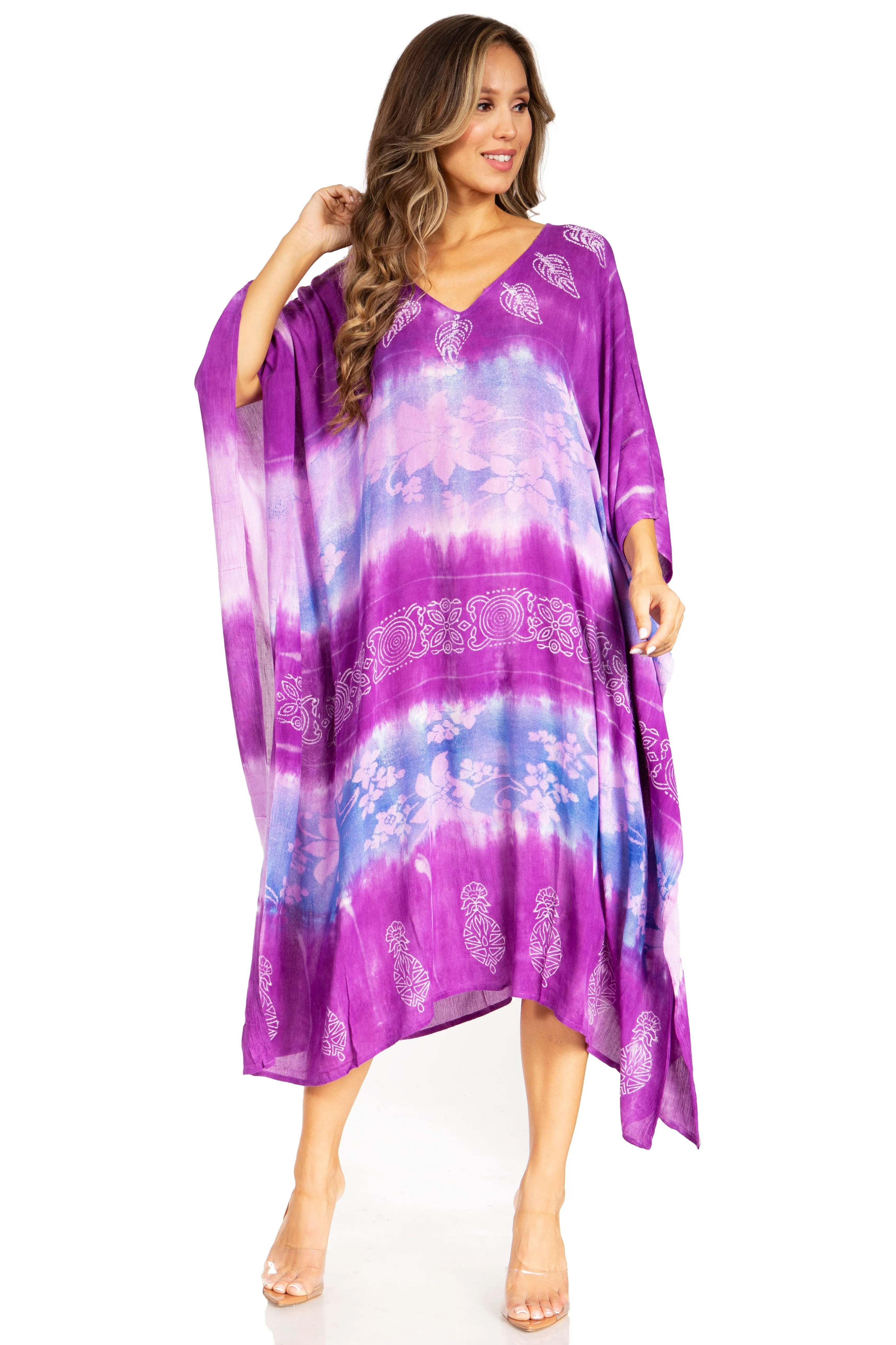 Sakkas Clementine Second Women's Tie Dye Caftan Dress/Cover Up Beach Kaftan Boho