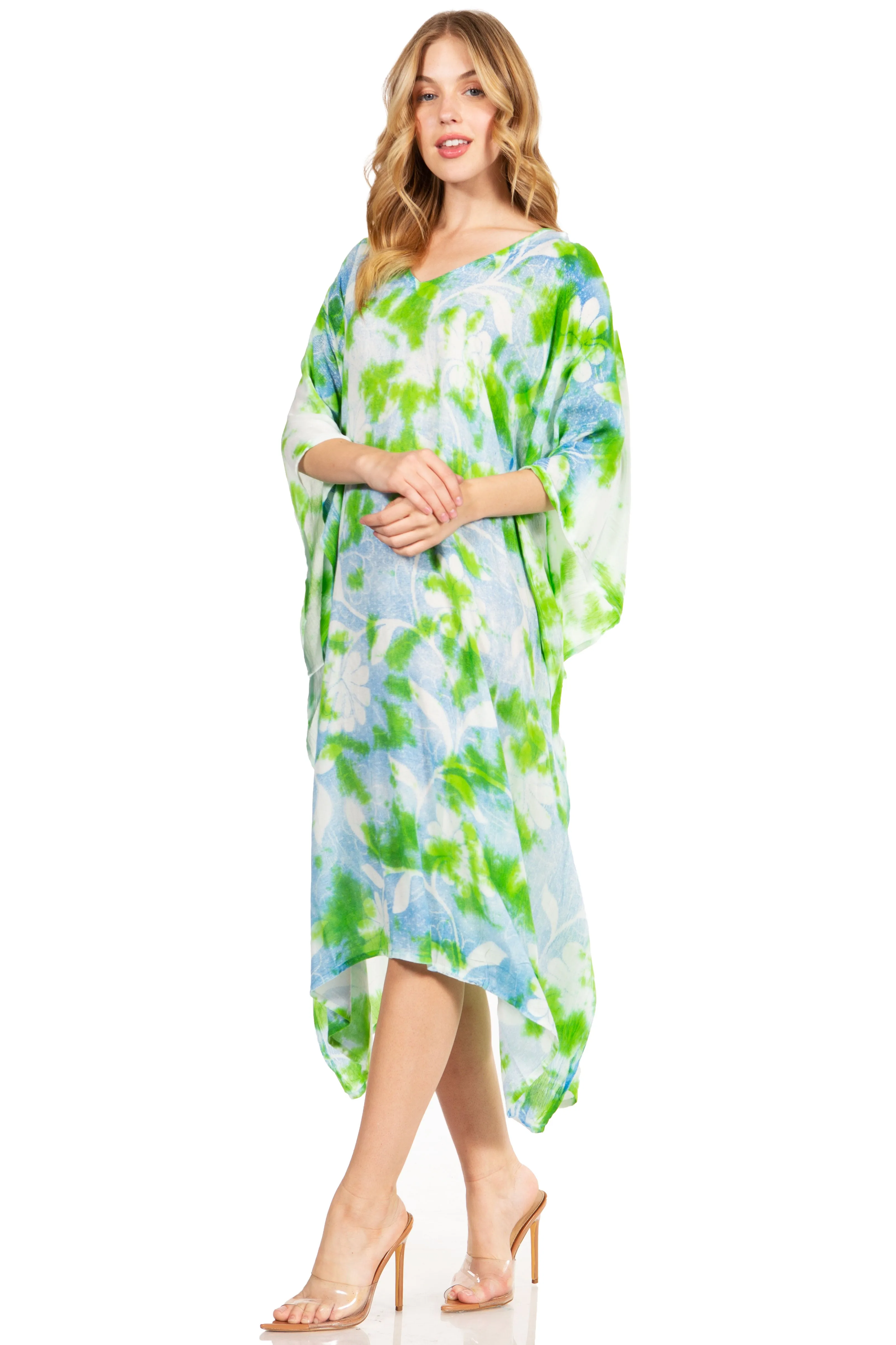 Sakkas Clementine Second Women's Tie Dye Caftan Dress/Cover Up Beach Kaftan Boho